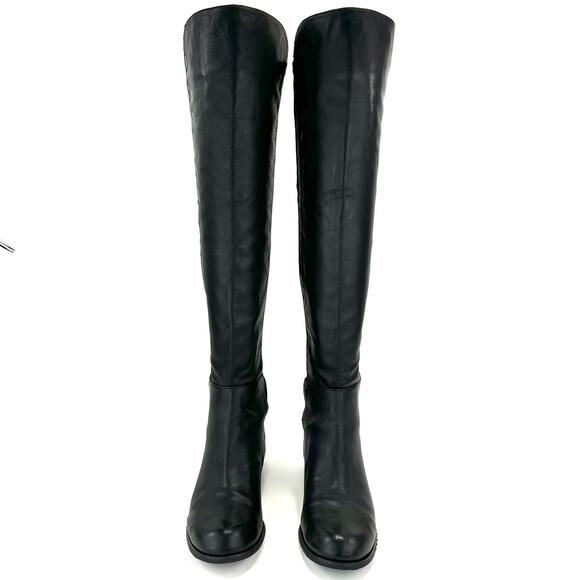 Report Abbott Black 5050 Over The Knee Boot Size 8.5 Leather Low Heel Round Toe - Picture 9 of 13